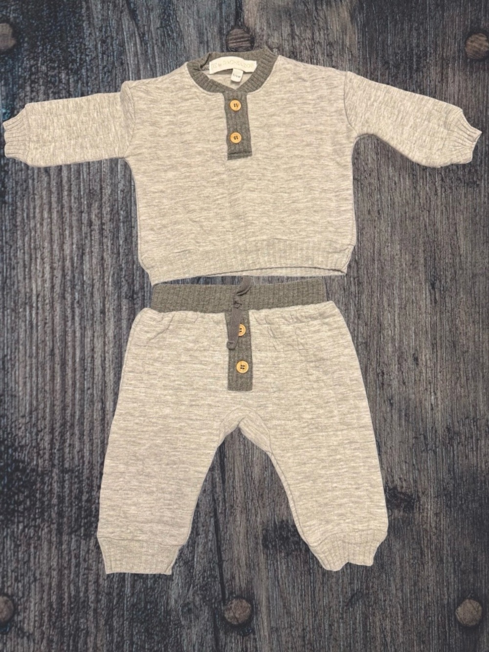 Neutral Gray Baby Two-Piece Knit Set, RZ by Rachel Zoe, 3-6 Month